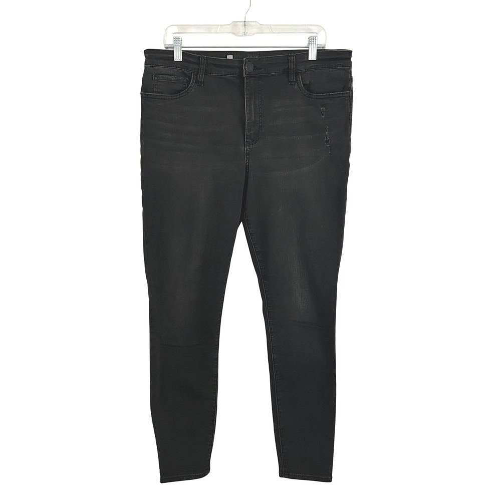 KUT from the Kloth Women's Black Distressed Skinny Denim Jeans 14 Stretch